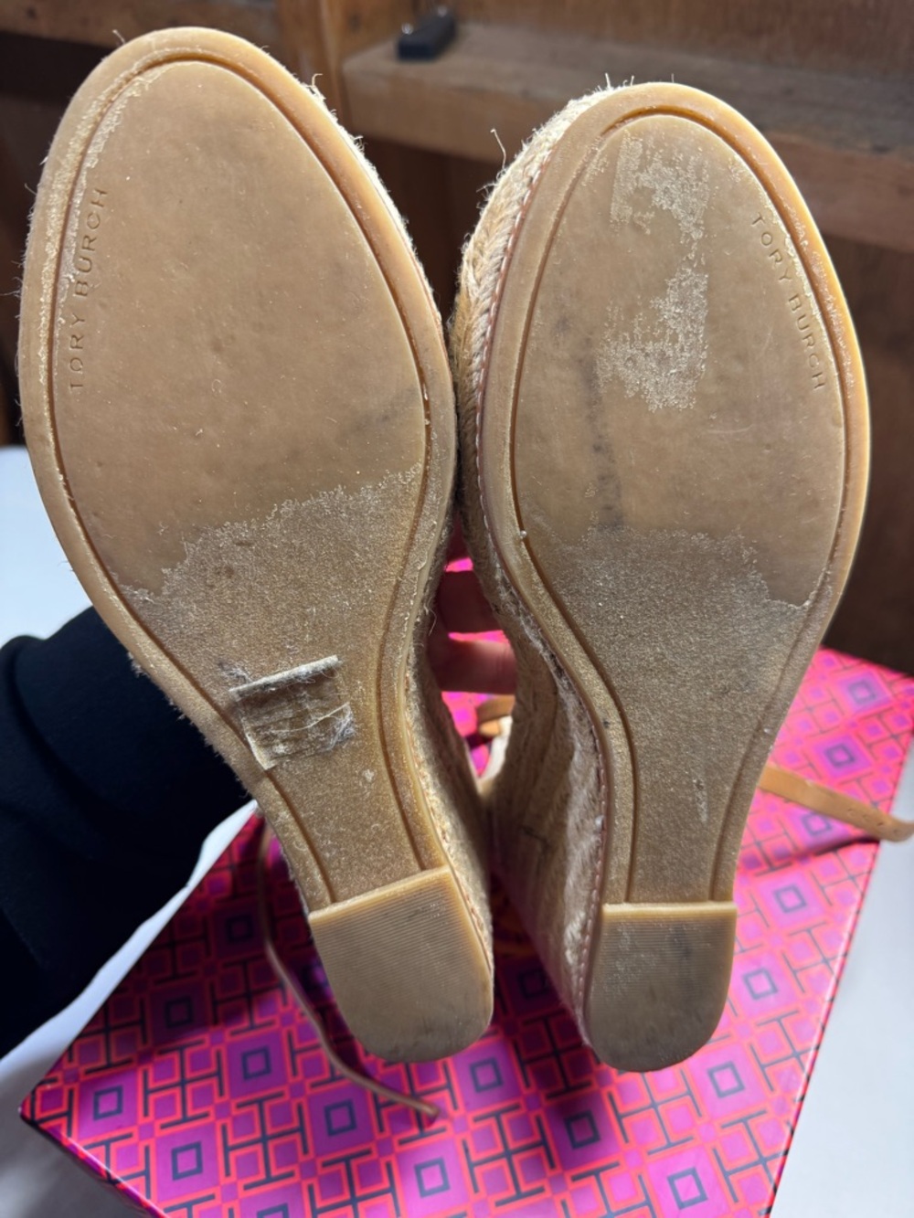 Canvas Espadrille Wedge Sandals with Black Cap Toe - Beige TORY BURCH - Picture 3 of 6